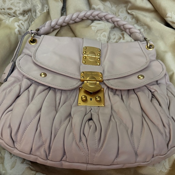MIU MIU Pink Coffer Hobo Nappa Matelasse Top Handle Tote Mughetto - Picture 1 of 10